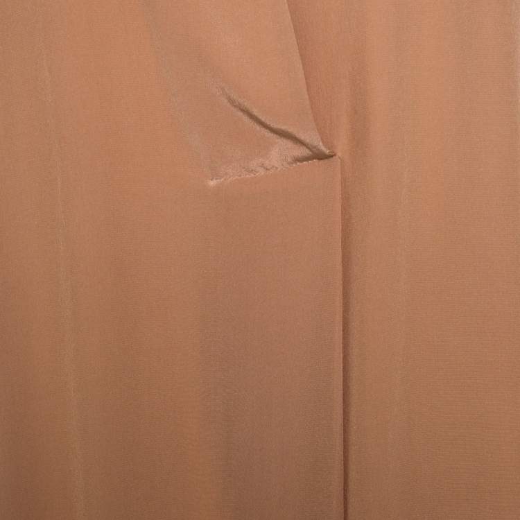Pre Owned Chloe American Tan Crepe Silk Ruffled Sleeveless Billowy Dress M