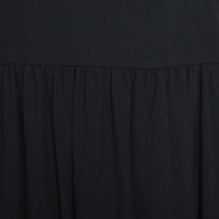 Pre Owned Chloe Black V-Neck Gathered Waist Long Sleeve Dress S
