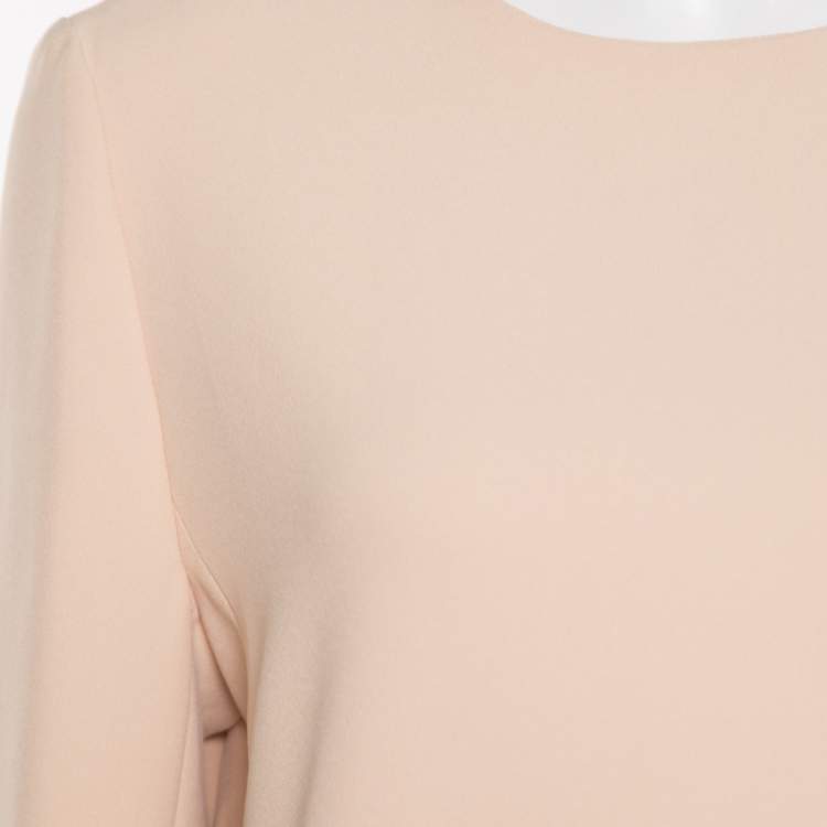 Pre Owned Chloe Beige Crepe Layered Ruffled Hem Long Sleeve Dress M