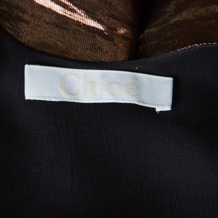 Pre Owned Chloe Metallic Brown Patch Pocket Detail Sleeveless Tank Top M