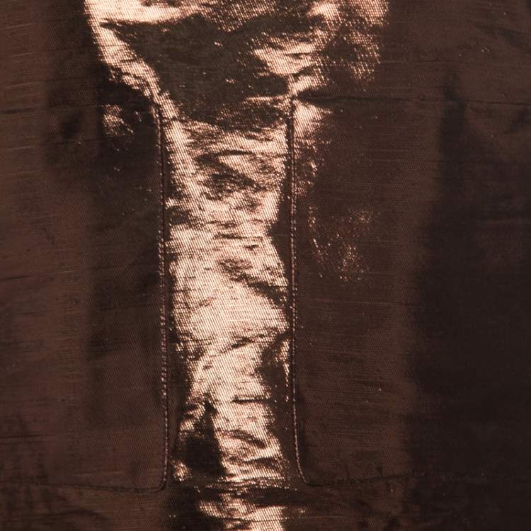 Pre Owned Chloe Metallic Brown Patch Pocket Detail Sleeveless Tank Top M