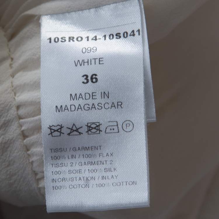 Pre Owned Chloe Cream Linen Pintucked Lace Paneled Maxi Dress S