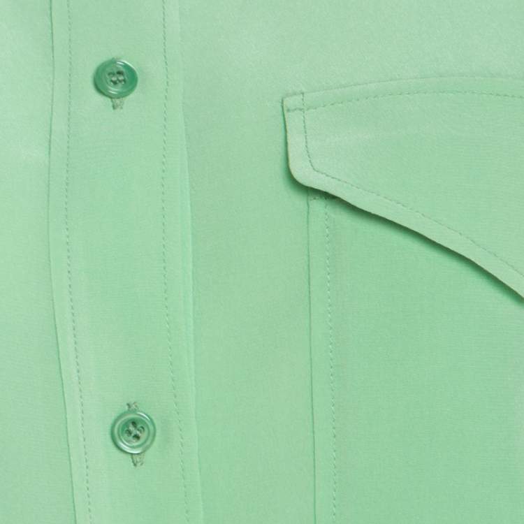 Pre Owned Chloe Green Silk Long Sleeve Blouse M