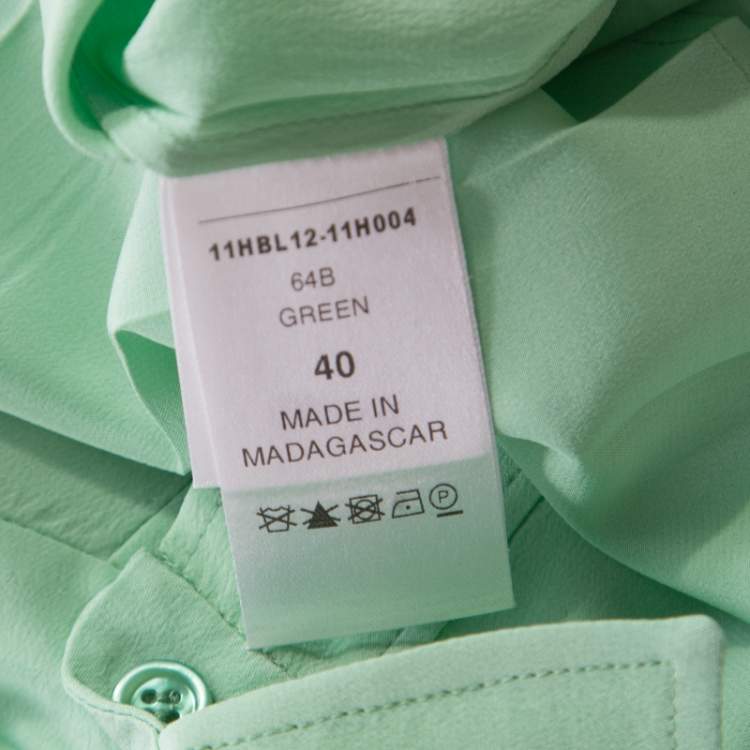 Pre Owned Chloe Green Silk Long Sleeve Blouse M