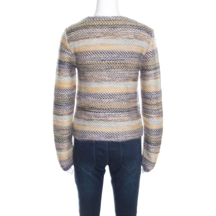 Pre Owned Chloe Multicolor Striped Chunky Knit Sweater S