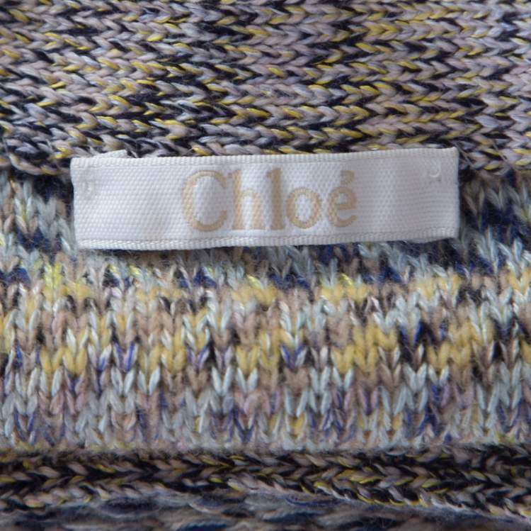 Pre Owned Chloe Multicolor Striped Chunky Knit Sweater S