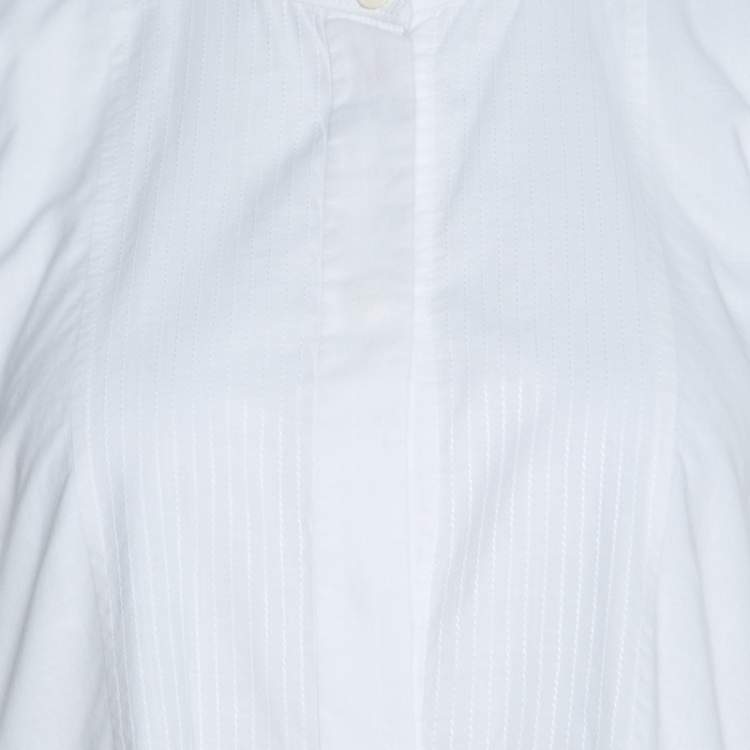 Pre Owned Chloe Iconic Milk White Cotton Poplin Buttoned Side Detail Shirt Dress S