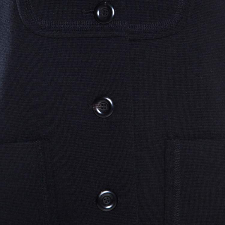 Pre Owned Chloe Black Wool Power Shoulder Collarless Button Front Jacket  M