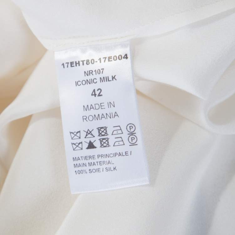 Pre Owned Chloe Cream Silk Shoulder Button Detail Long Sleeve Blouse L 