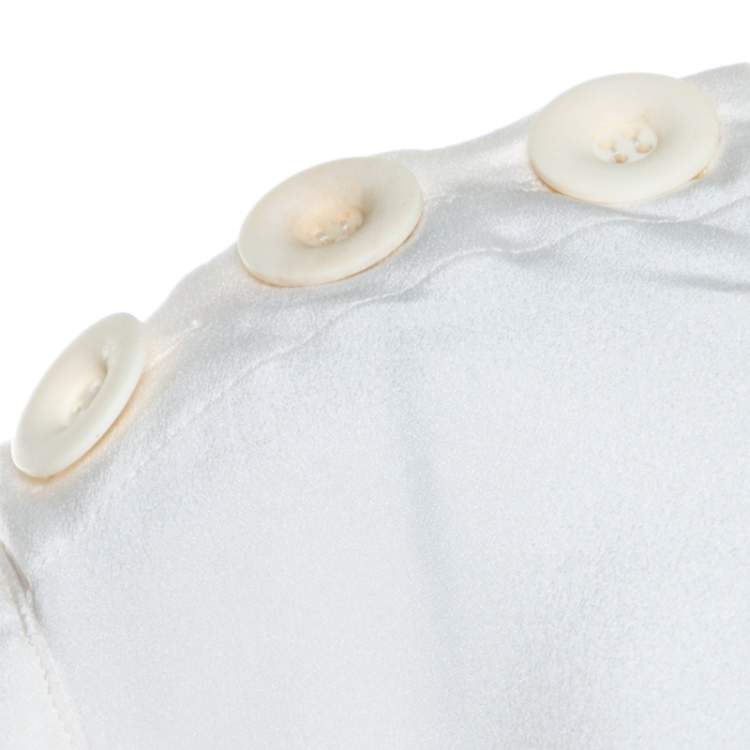 Pre Owned Chloe Cream Silk Shoulder Button Detail Long Sleeve Blouse L 
