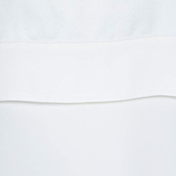 Pre Owned Chloe Cream Silk Shoulder Button Detail Long Sleeve Blouse L 