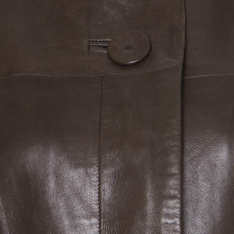 Pre Owned Chloe Khaki Green Lambskin Front Button Jacket M