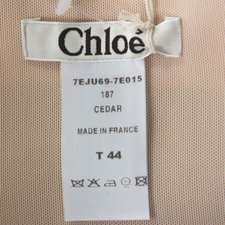 Pre Owned Chloe Brown Stretch Crepe Corset Detail Midi Skirt L 
