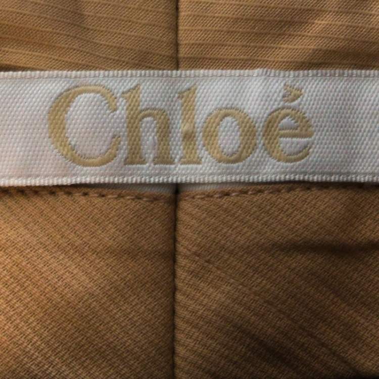 Pre Owned Chloe Black Wool Wide Leg Tapered Trousers L