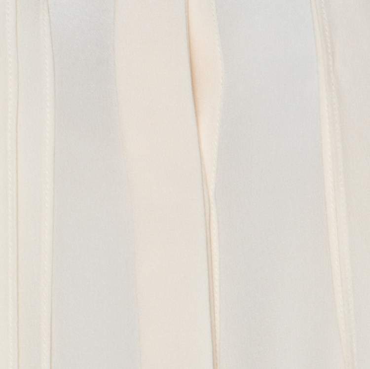 Pre Owned Chloe Cream Crepe De Chine Long Sleeve Tie Detail Buttoned Blouse M
