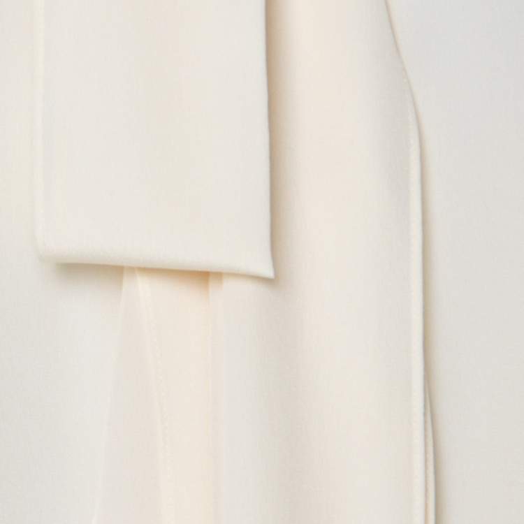 Pre Owned Chloe Cream Crepe De Chine Long Sleeve Tie Detail Buttoned Blouse M