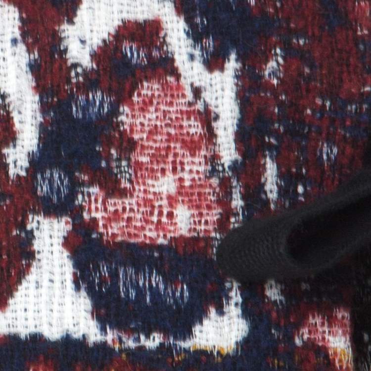 Pre Owned Chloe Multicolor Woven Tapestry Jacquard Waist Tie Detail Mid Length Coat S