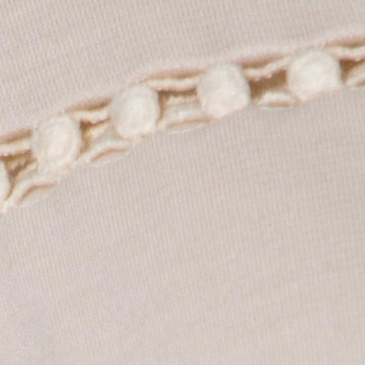 Pre Owned Chloe Beige Knit Embroidered Trim Detail Short Sleeve Shift Dress M 