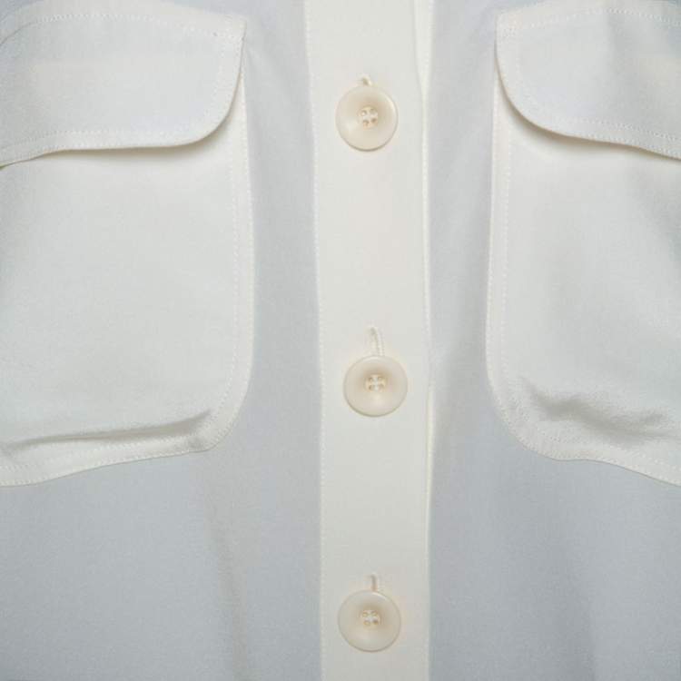 Pre Owned Chloe Off White Silk Button Front Shirt L