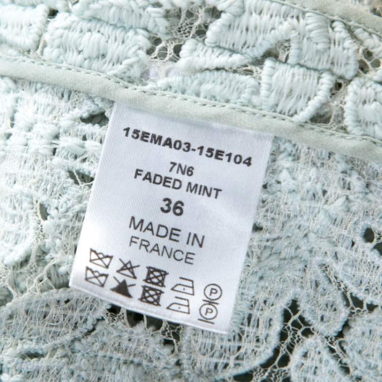 Pre Owned Chloe Mint Green Guipure Lace Oversized Coat S 