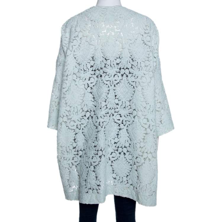Pre Owned Chloe Mint Green Guipure Lace Oversized Coat S 