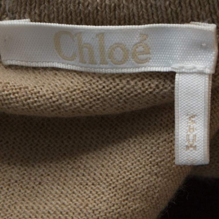 Pre Owned Chloe Seed Brown Wool Tie Up Detail Sleeveless Top S