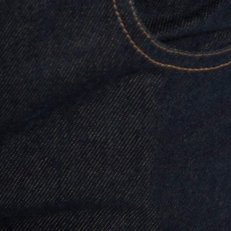 Pre Owned Chloe Dark Navy Denim Embellished Pocket Detail Wide Leg Jeans S