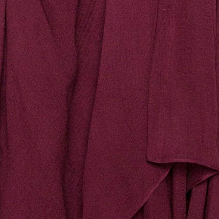 Pre Owned Chloé Burgundy Georgette Silk Asymmetric Layered Mini Skirt M