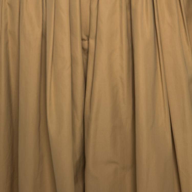 Pre Owned Chloé Tan Brown Cotton Poplin Draped Culottes M
