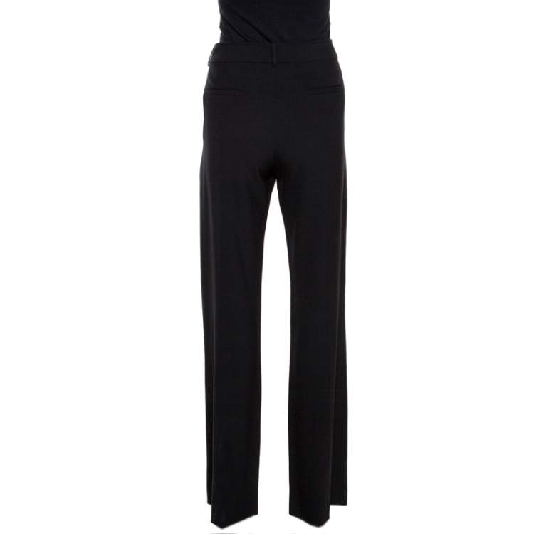Pre Owned Chloé Black Stretch Wool Flared Trousers M