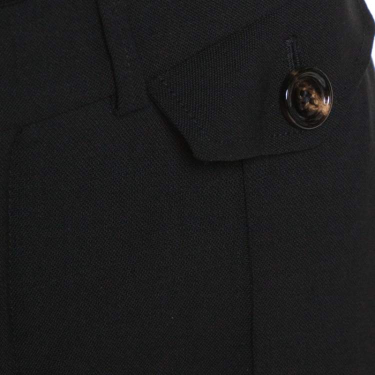 Pre Owned Chloé Black Stretch Wool Flared Trousers M