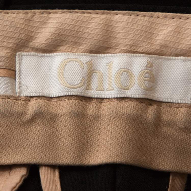 Pre Owned Chloé Black Crepe Iconic Pleated Shorts M
