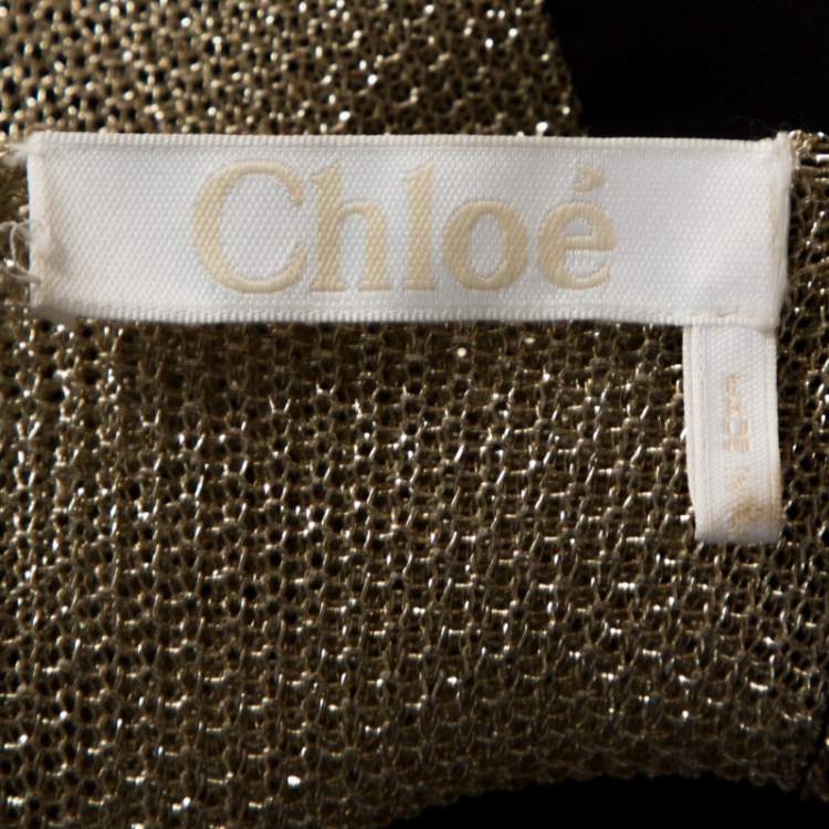 Pre Owned Chloe Anthracite Blue Cotton Cut Out Bow Detail Top S