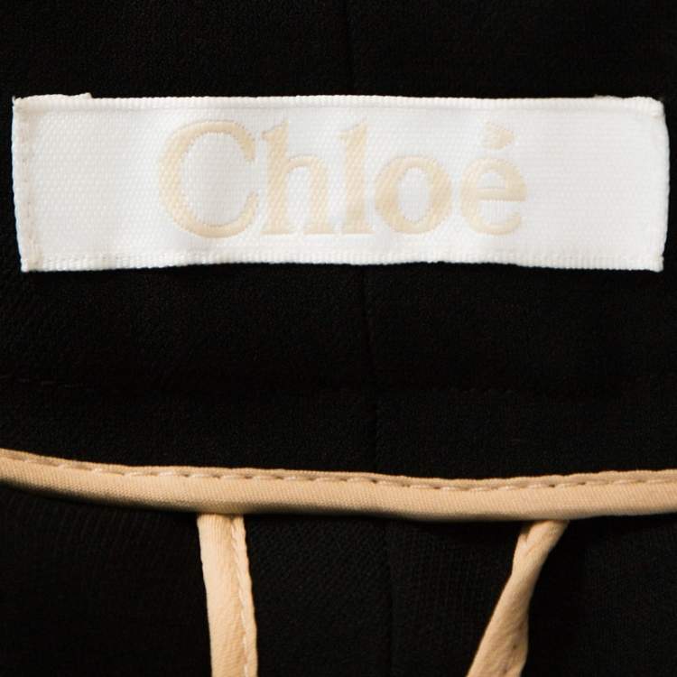 Pre Owned Chloé Black High Waist Tie Detail Cady Shorts L