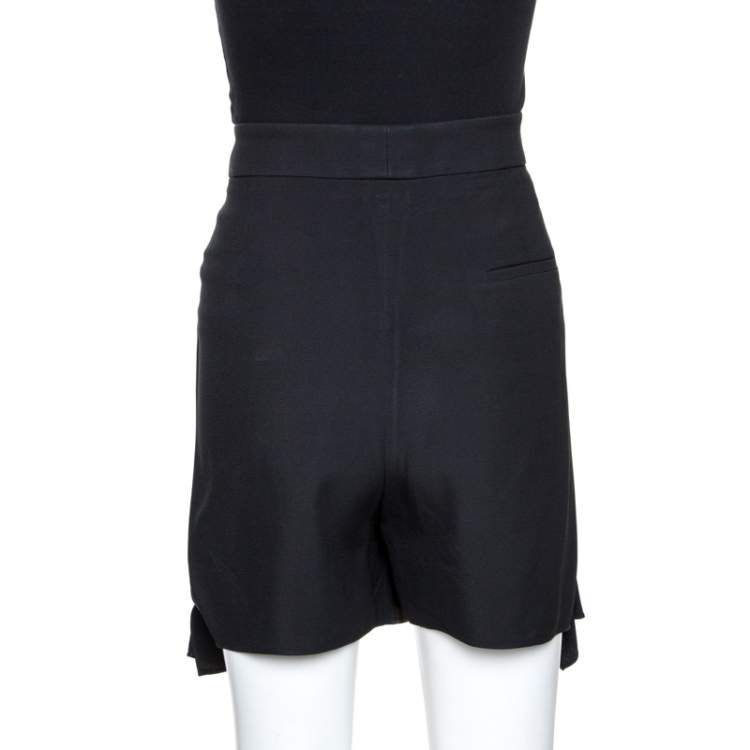 Pre Owned Chloé Black High Waist Tie Detail Cady Shorts L