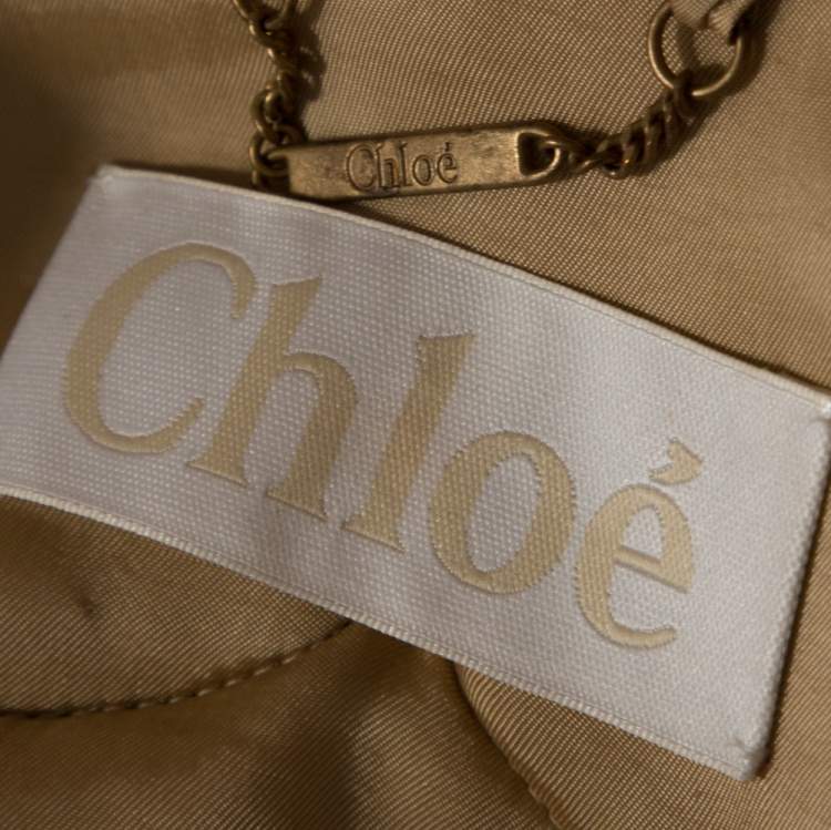 Pre Owned Chloe Pink 19 Wool & Lace Overlay Button Front Coat S