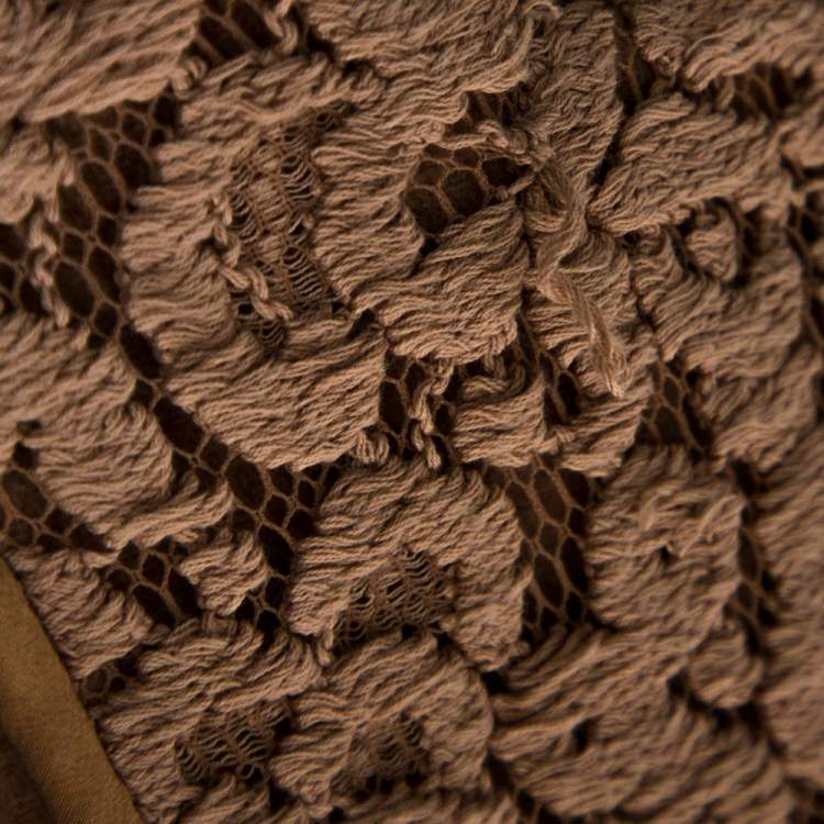 Pre Owned Chloe Pink 19 Wool & Lace Overlay Button Front Coat S