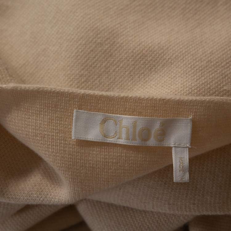 Pre Owned Chloe Buttercream Cashmere V Neck Sweater Dress M 
