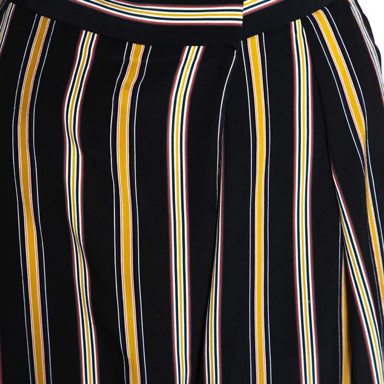 Pre Owned Chloe Multicolor Silk Rough Striped Cropped Trousers M
