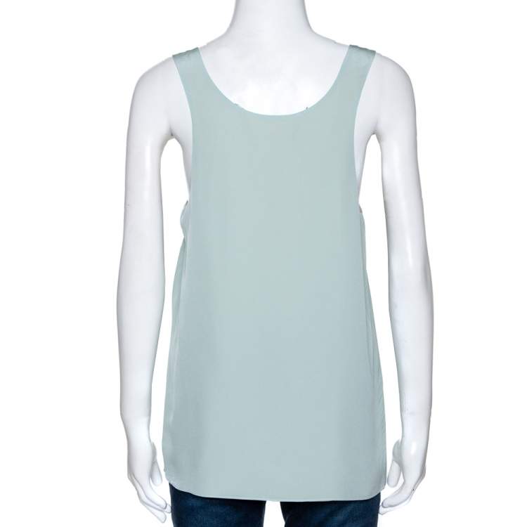 Pre Owned Chloe Pale Blue Silk Scoop Neck Sleeveless Top M