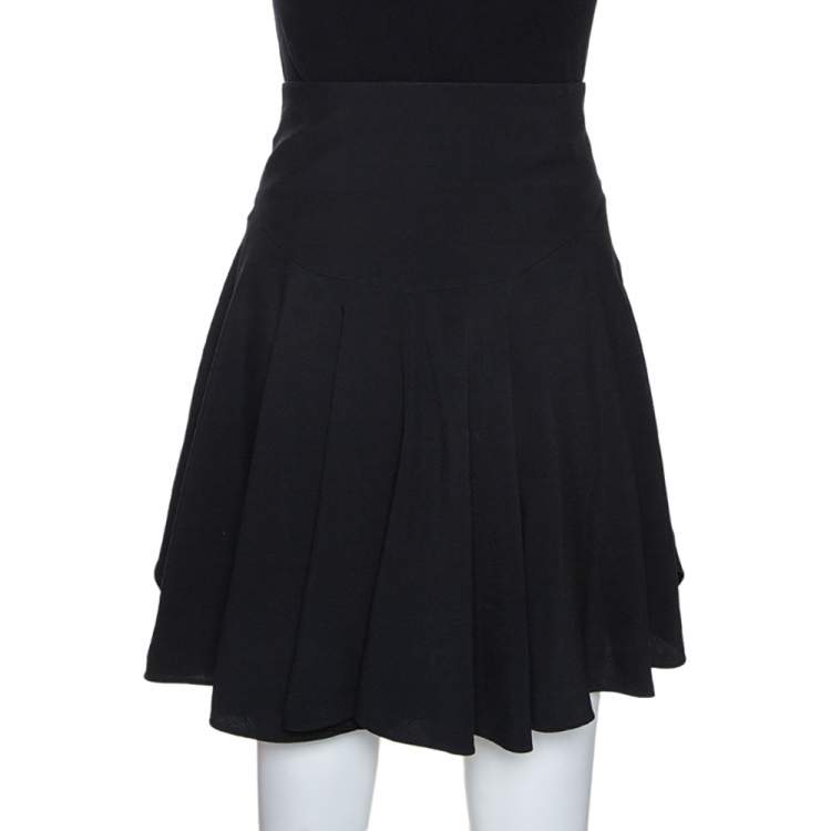 Pre Owned Chloe Black Crepe Asymmetric Hem Detail Flounce Mini Skirt M