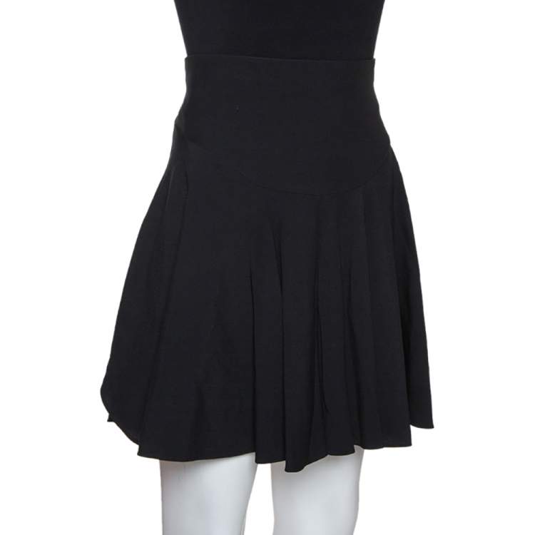 Pre Owned Chloe Black Crepe Asymmetric Hem Detail Flounce Mini Skirt M