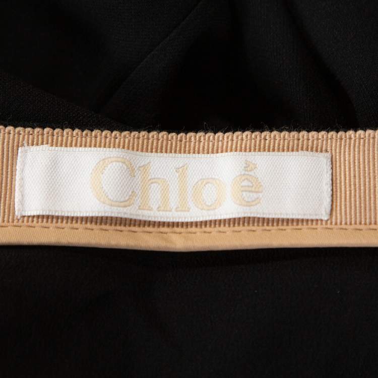 Pre Owned Chloe Black Crepe Asymmetric Hem Detail Flounce Mini Skirt M