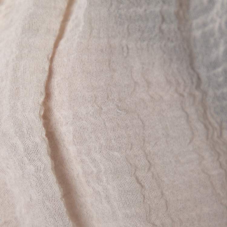 Pre Owned Chloe Cream Cotton & Silk Crepon Gathered Blouse S