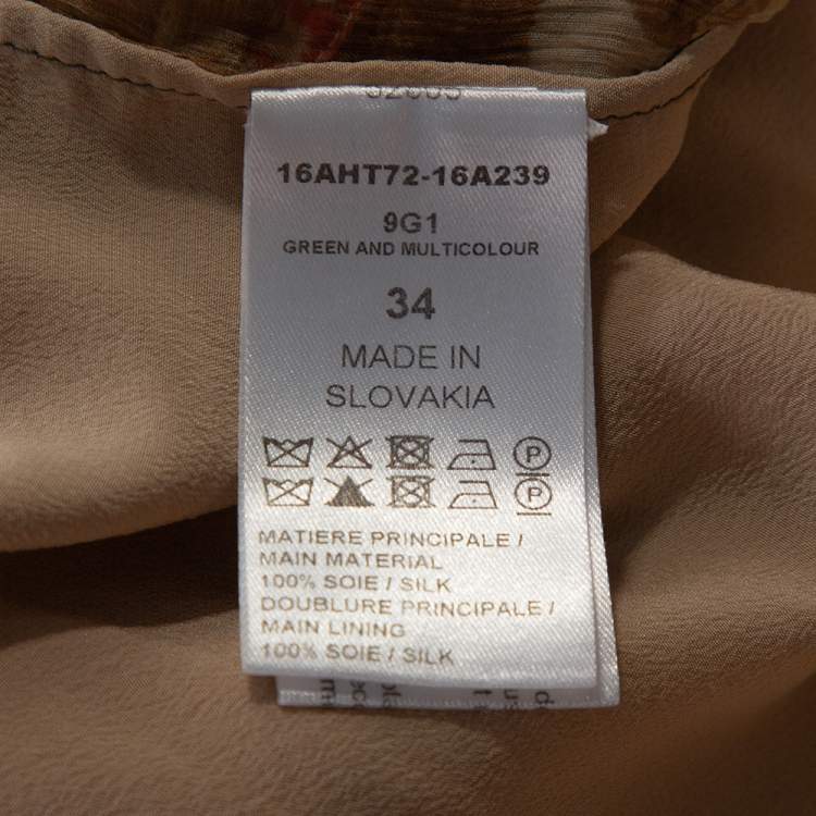 Pre Owned Chloe Green Rosace Patchwork Print Silk Sheer Blouse S