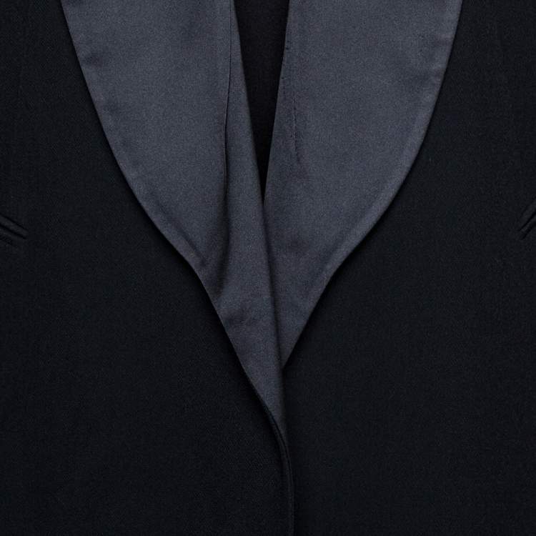 Pre Owned Chloe Black Crepe Shawl Lapel Open Front Blazer M