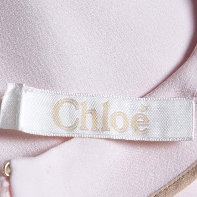 Pre Owned Chloe Pink Mist Crepe Flared Flounce Dress M