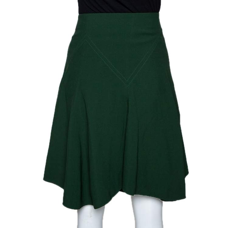 Pre Owned Chloe Forest Green Crepe Flared Skirt M