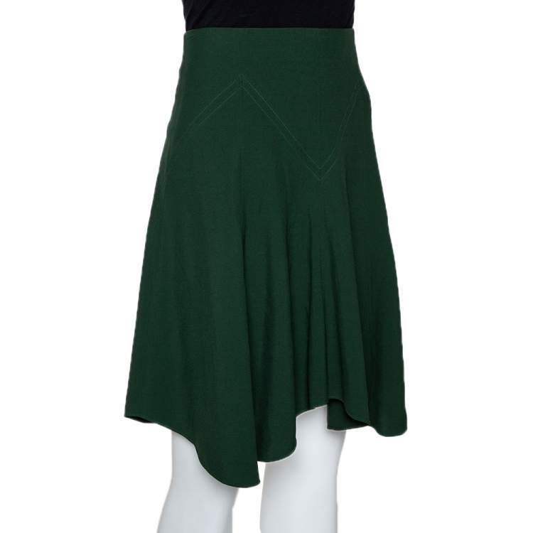 Pre Owned Chloe Forest Green Crepe Flared Skirt M