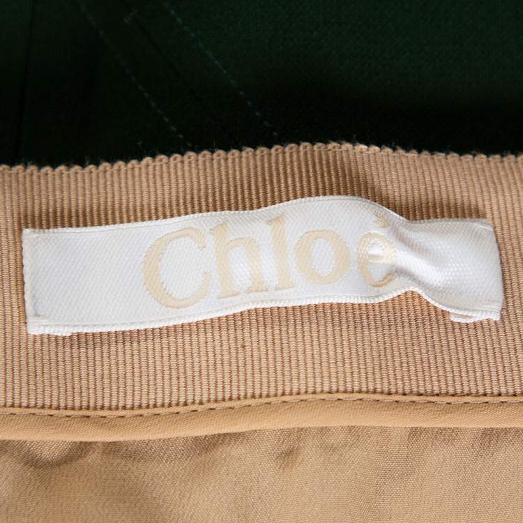 Pre Owned Chloe Forest Green Crepe Flared Skirt M